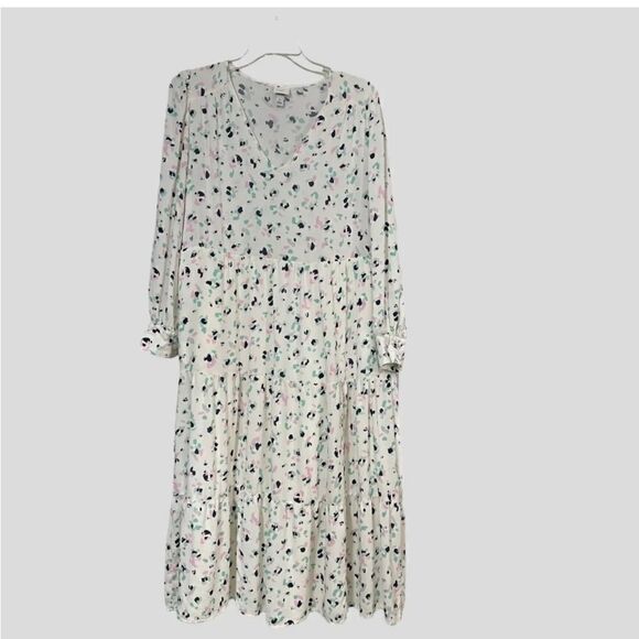 A New Day Tiered Maxi Dress Women’s Small Multicolor Floral Long Sleeve Pullover - Picture 1 of 8